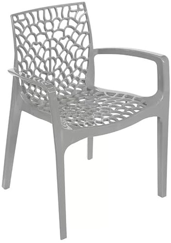 METRO Professional Fauteuil de Terrasse Maurage, Empilable, Plastique, 56.5 x 55 x 81 cm, Gris Perle