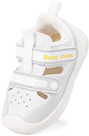 LACOFIA Babysandaler flickor pojkar lära-gå-skor andas första babyskor sommar halkfria lära-gå-sandaler med kardborreband, LJUSGRÅ, 22 EU