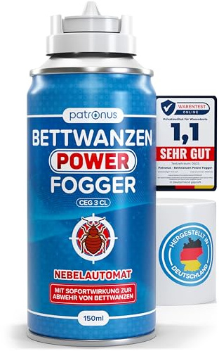 Patronus Bettwanzen Power Fogger - 150ml - effektiver Vernebler mit maximaler Sofortwirkung zur Bettwanzen-Abwehr, für schwierig erreichbare Bettwanzen-Verstecke - aus deutscher Produktion