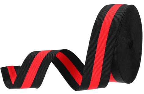 PATIKIL Cinta De Grosgrain A Rayas Negra Y Roja De 1, 10 Yardas De Tela De Poliéster, Diseño De Rayas De Doble Cara Para Lazos, Envoltura De Regalos, Manualidades, Decoraciones Navideñas