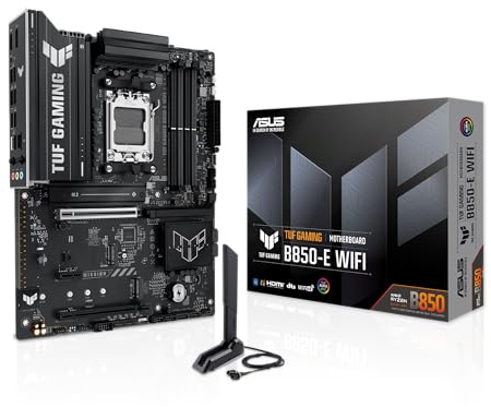 ASUS TUF Gaming B850-E WiFi - Placa Base AMD B850 ATX, 8+2+1 DrMOS, DDR5, PCIe 5.0, Ranuras M.2, Wi-Fi 6E, 2,5Gb Ethernet, DisplayPort, HDMI, USB Tipo-C, BIOS Flashback, Aura Sync