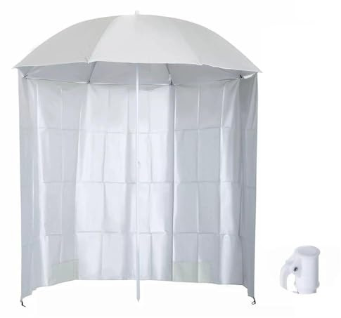 BGBZHMMEE Tenda da Spiaggia Cabana, Ombrellone da Pesca da 7 Piedi con Parete Laterale, Ombrellone Parasole, Ombrellone da Spiaggia con Tenda Parasole(White)