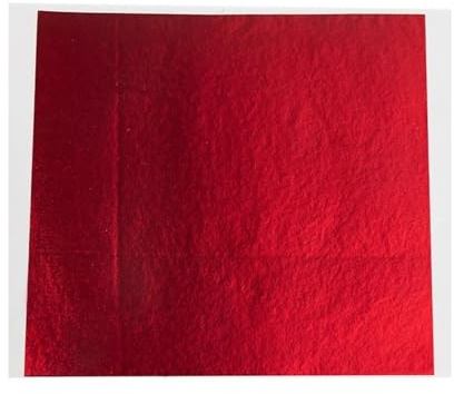 YGMNQAL Guldblad 13 x 13,5 cm 100 ark röd folie, bladguld, för möbeldekoration och konst- och hantverksnaglar(100 st röd)