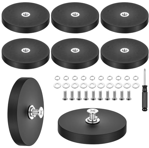 8 imanes de caucho de neodimio, 43 mm, rosca M4, fuerza magnética de 8,5 kg