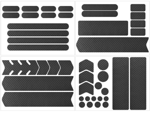 iPhox 44 Pcs Black Bicycle Chainstay Protector Stickers, Waterproof PVC Bike Frame Protection Tape Anti-Scratch Carbon Fibre Texture for Mountain Road Bikes