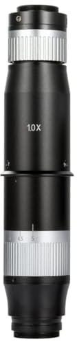 Industriellt C-Mount Zoomobjektiv, Kontinuerlig Zoom 0,65X-5X | Industriellt Monokulärt Objektiv, Optisk Fokusföljande Design, Arbetsavstånd 85mm, Aluminiumhölje(1x)