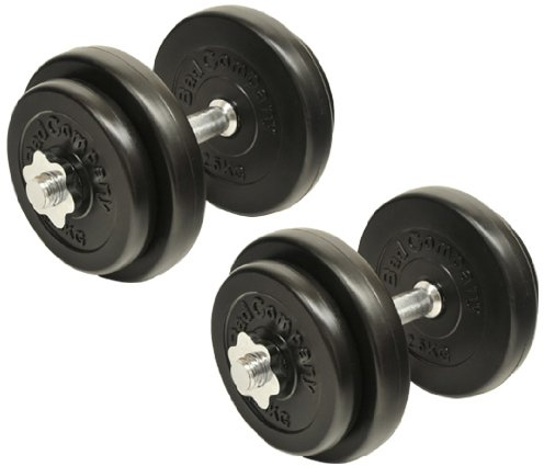 Bad Company Kurzhantel-Set I Hantelscheiben Kunststoff-ummantelt mit Kurzhantelstangen 30/31 mm in diversen Gewichtsklassen I 2x10 kg