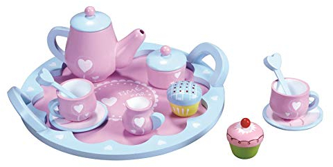 Lelin Teeservice Holz Kinder Kaffeeservice Spielküche Kinderküche Geschirr Spielset