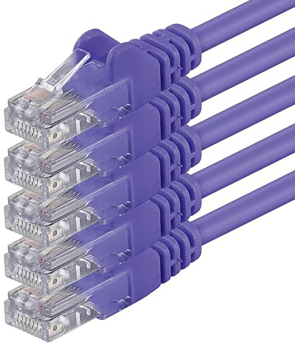 1aTTack.de 5x 1m Câble Réseau Cat6 Cat 6 - RJ45 Ethernet LAN DSL Routeur Modem - Violet