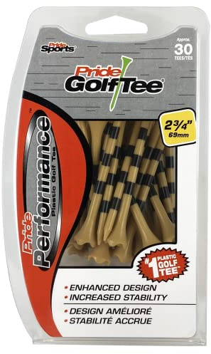 Pride Golf Tee Evolution - Camisetas de Golf a Rayas (Paquete de 30), 2-3/4 Pulgadas, Color Natural