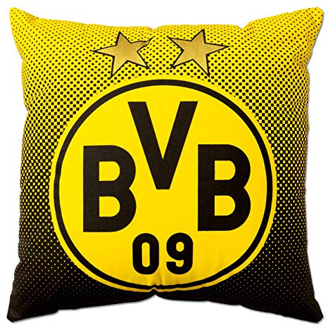 Borussia Dortmund, BVB-Kissen mit Emblem, Schwarz / Gelb, 40x40cm, 1 St?ck (1er Pack)