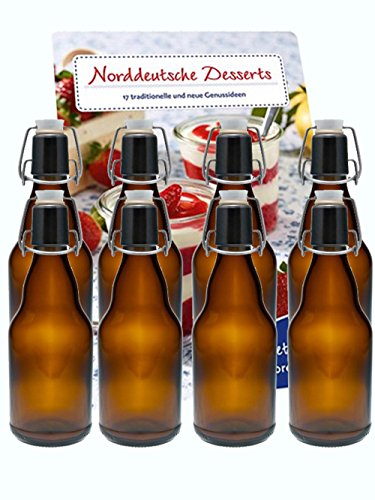 hocz 6er Set Bügelflaschen Bügelflasche Glasflaschen 330ml Braun mit Bügelverschluss zum Selbstbefüllen Bier Bierflaschen Bierflasche