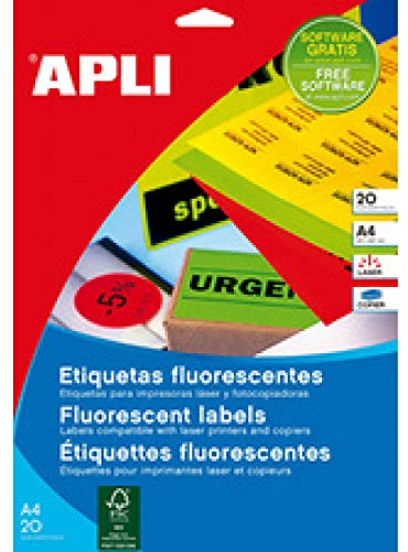 Agipa - Etiqueta de dirección, 210 x 297 mm, color amarillo neón negro