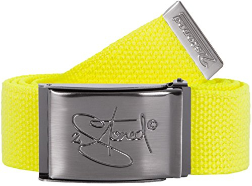 2Stoned Gürtel Stoffgürtel Neon-Gelb, matte Schnalle Classic, 4 cm breit, Koppelgürtel für Damen und Herren