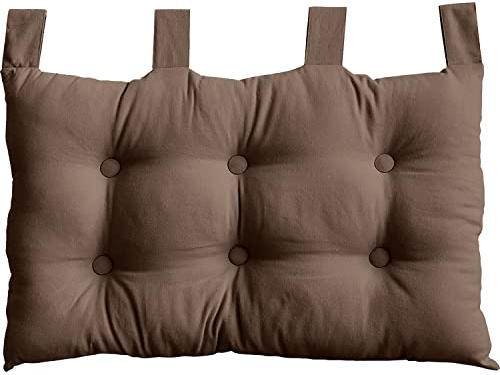 Tête de lit Murale, 70 x 45 cm, Marron Vison, à Suspendre, Coussin Matelassé, 100% Coton, Collection Panama, Enjoy Home