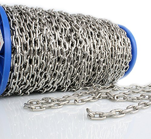 dely trade 5 Metre Chain 2 mm Long Link DIN 763 Stainless Steel A4