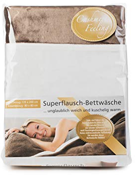 Gözze - Wendebettwäsche, Cashmere-Feeling, Bettbezug: 135 x 200 cm, Kissenbezug: 80 x 80 cm, Mikrofaser - Taupe/Wollweiß