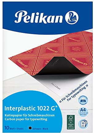 Pelikan Pochette de 10 films Noires carbone A4 Interplastic pour machine à écrire dos ciré Lot de 10