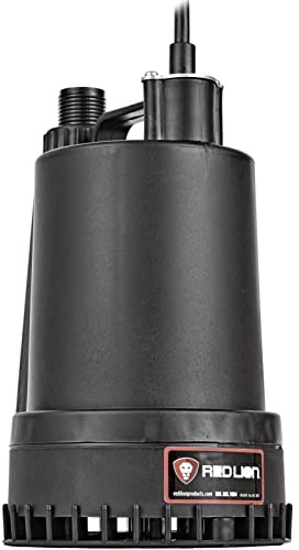 Red Lion RL-MP16 115 Volt, 1/6 HP, 1300 GPH Manual Thermoplastic Submersible Utility and Multi-purpose Pump with Removable Screen, 8-Ft. Cord, Black, 14942731