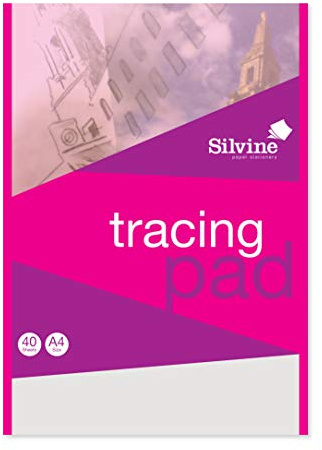 Silvine A4 Everyday Tracing Pad. 40 Sheets of Quality Lightweight Tracing Paper (63gsm) Ref A4T