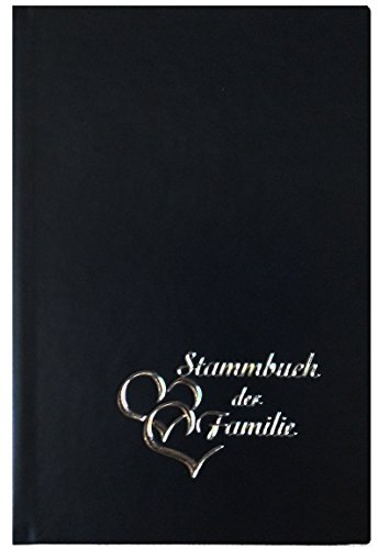 Stammbuch Herzen, dunkelblau, Lederstruktur, Herzprägung Silber, Stammbuchformat