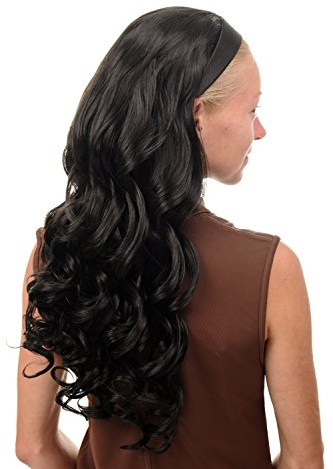 WIG ME UP - TYW60871H-2 Mezza parrucca Toupet Cerchietto Lunga Ondulata Look scompigliato Nero
