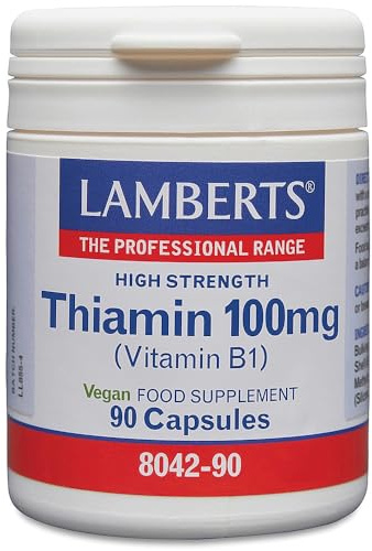 Lamberts Thiamin Capsules – High Strength Vitamin B1 100mg – Supports Energy & Nervous System – 90 Capsules