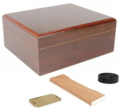 Quality Importers Capri Cigar Humidor, Holds 25-50 Cigars, SureSeal Technology, Spanish Cedar Lining, 1 Round Humidifier, 1 Divider, Mahogany