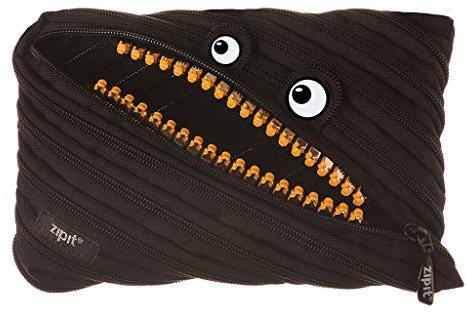 ZIPIT Grillz Federmäppchen für Kinder | Großes Federmäppchen für Schule, Hochschule und Büro | Federmäppchen für Jungen und Mädchen (Schwarz)