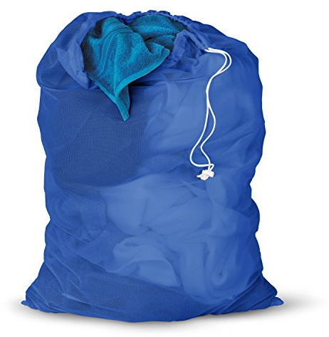 Honey-Can-Do LBG-01161 Mesh Laundry Bag with Drawstring, Blue, 24-inches L x 36-Inches H