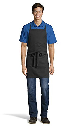 Uncommon Threads Adjustable Two Patch-Pocket Bib Apron, Black, One Size 3016-0100