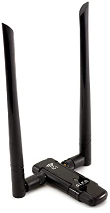 Alfa Network AWUS036AC Long-Range Dual-Band AC1200 Wireless USB 3.0 Wi-Fi Adapter w/2x 5dBi Removable External Antennas for Extreme Distance Connections - 2.4GHz 300Mbps / 5Ghz 867Mbps - USB Cradle Dock Included - Standard's 802.11a, 802.11b, 802.11g, 802.11N, 802.11ac