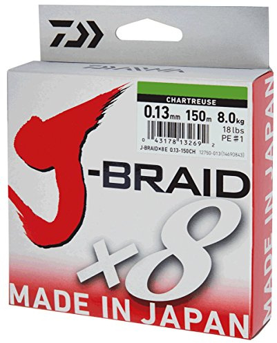 Daiwa j-braid línea trenzada de pesca, 8 fibras, 300 m, verde amarillento, Dm: 0,42mm