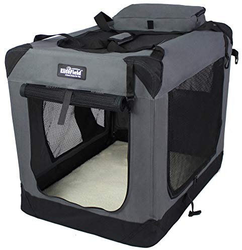 EliteField 3-Door Soft Dog Crate with Bed & Carrying Bag (2-Year Warranty)