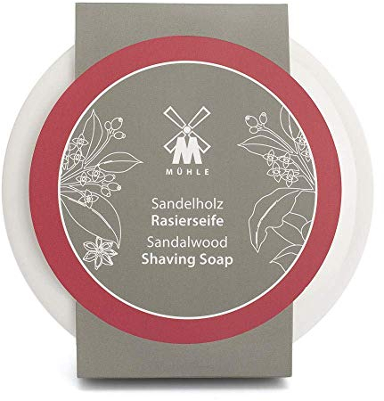 MÜHLE Rasierseifenset - Porzellanschale mit Rasierseife mit Sandelholz für normale und trockene Haut - warm & sinnlich - 65g