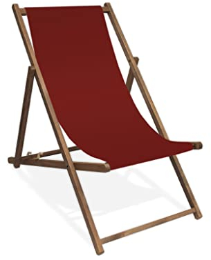 MultiBrands Liegestuhl, Holz, Bordeaux ohne Armlehne mit dunkelbrauner Lasur, klappbar