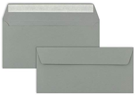 50 Brief-Umschläge DIN Lang - Graphitgrau/Dunkelgrau - 110 g/m² - 11 x 22 cm - sehr formstabil - Haftklebung - Qualitätsmarke: FarbenFroh by GUSTAV NEUSER