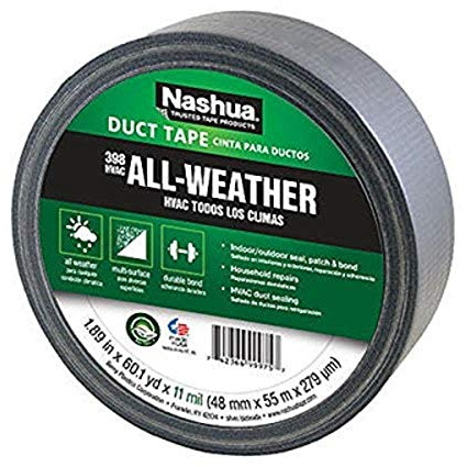 Nashua 398 Polyethylene Coated Cloth Professional Grade 1891354 Duct Tape, 55 m Length, 48 mm Width, Silver
