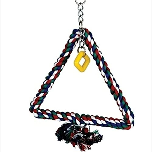 Featherland Paradise Hanging Bird Swing, Cotton Rope Wrapped Soft Hanging Bird Perch, Triangle, Small