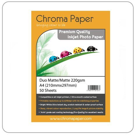 Chroma - A4 Duo Double Sided Matte/Matte Inkjet Photo Paper - 220gsm (50 Sheets)