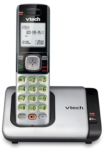VTech CS6719 DECT 6.0 Cordless Phone with Caller ID/Call Waiting, 1 Cordless Handset, Silver/Black