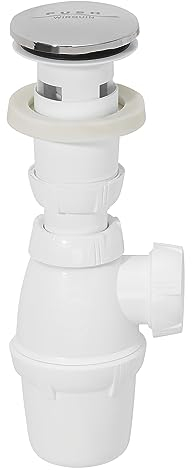 Wirquin 30723121 Vidage pour lavabo avec trop-plein intégré, bonde clapet quick-clac, blanc
