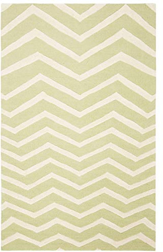 SAFAVIEH Tapis Contemporain Pour Salon, Salle à manger, Chambre à coucher - Cambridge Collection, Tapis à poil court, Vert et Ivoire, 152 X 244 cm