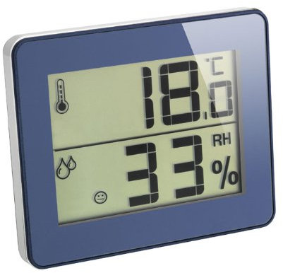 TFA-Dostmann - Termometro igrometro ultra piatto, colore: Blu