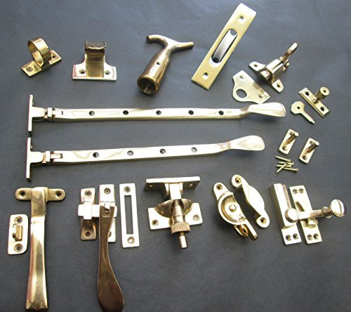 IRONMONGERY WORLD® Victorian Solid Brass Vintage Old English Style Window Fittings Casement Stay Handles (12 INCH Stay ARM)