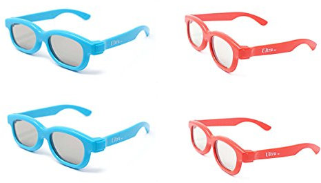 Ultra 2 Rouge 2 Bleu Lunettes 3D Pour Enfants A Utiliser Avec Tous Les Passives Téléviseurs Projecteurs Cinéma et Films RealD Circulaires Polarisé