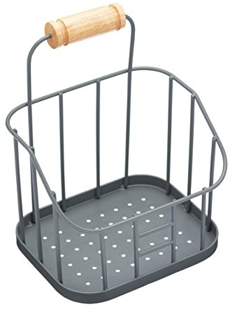 Living Nostalgia KitchenCraft - Panier de Rangement pour Évier en Métal, Porte-Éponges et Torchons, Collection, 17 x 14 x 11 cm - Gris
