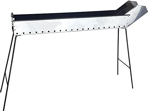 Mistermoby Barbecue Fornacella Inox da 80 Cm, Becco 20 Cm Canaletta per la cottura di Arrosticini Spiedini Carne Pesce Souvlaki Kebab Skewers, piedi di Appoggio richiudibili, Artigianale made in Italy
