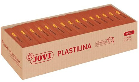 Jovi Plastilina, Color marrón, 15 unidades de 350 Gramos (7209) | Base vegetal, no tóxica, sin gluten, para niños a partir de 3 años, reutilizable, ideal para manualidades y juegos
