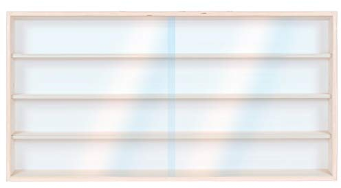 Alsino Vitrine Setzkasten V-80.4a Holzregal Wandvitrine Spur H0 & N Regal - 80 x 39 x 8,5-4 Ebenen mit Nuten & Acrylglasscheibe